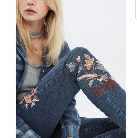 topshop embroidered jamie jeans